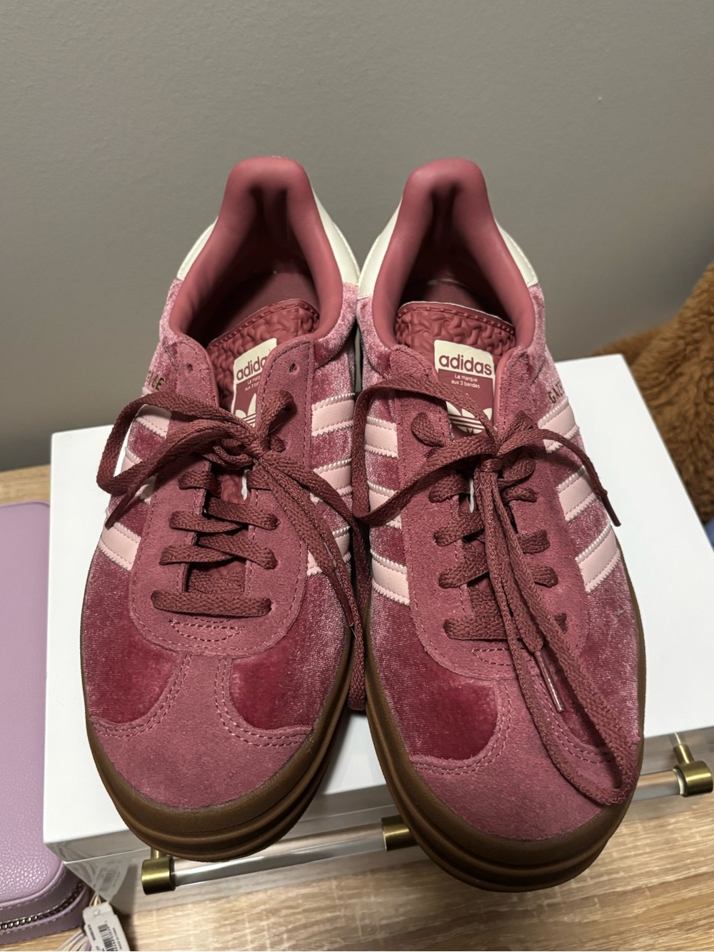 Adidas Gazelle Velvet Triple layer platform sneaker